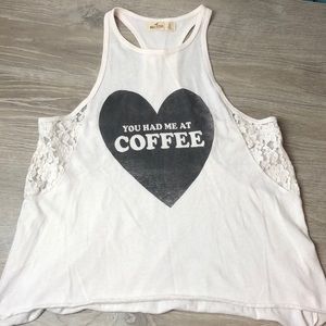 Hollister You Had Me At Coffee Lace Racerback tank